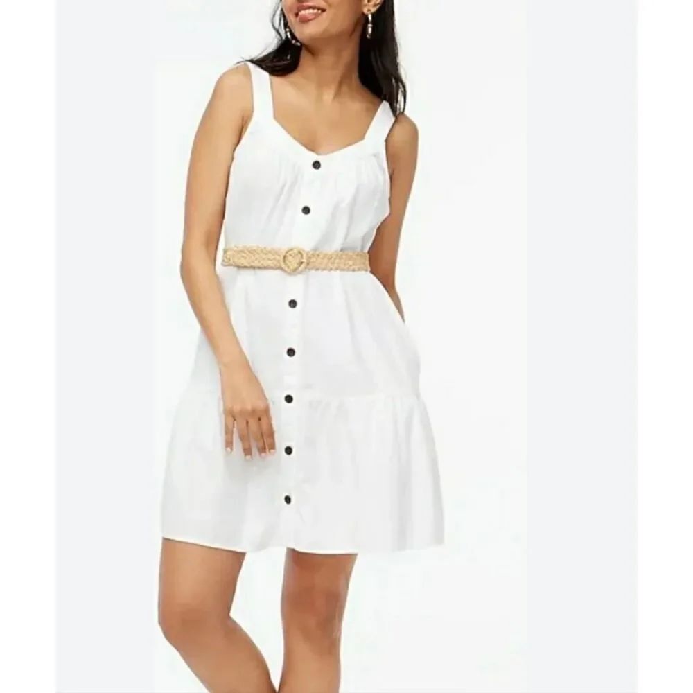J.Crew white linen blend tank dress size 8